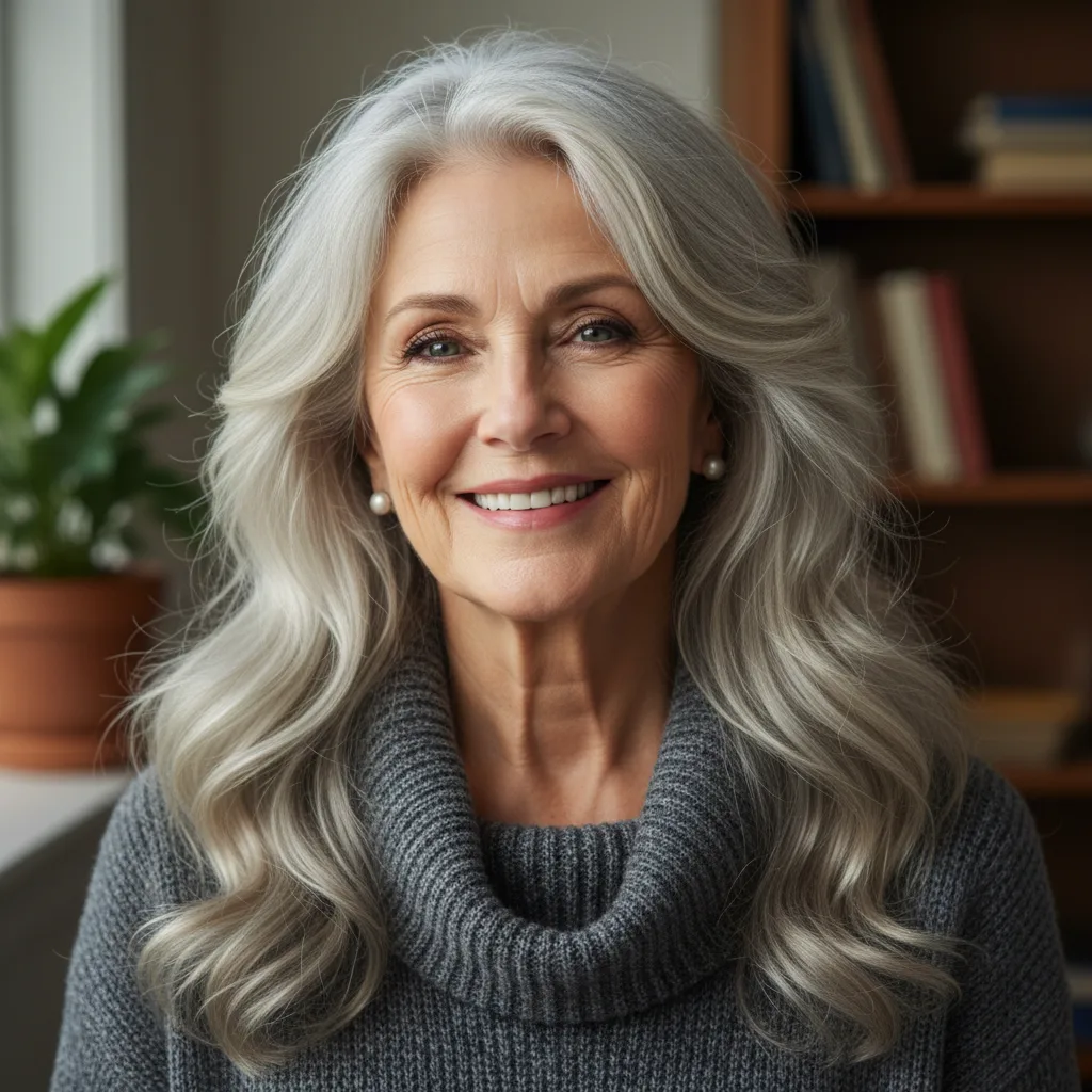 Long Wavy Silver Gray Layers with Full Volume